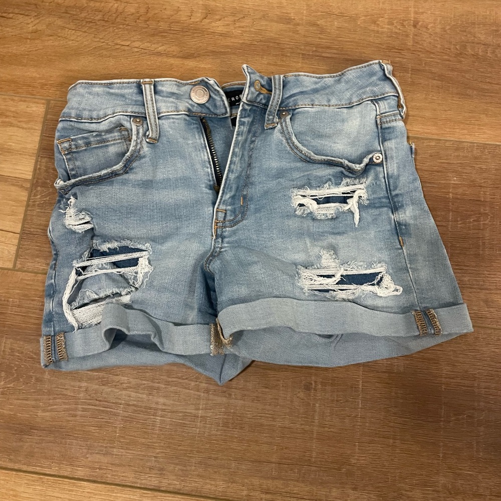 Aeropostale Light Blue Distressed Denim Shorts